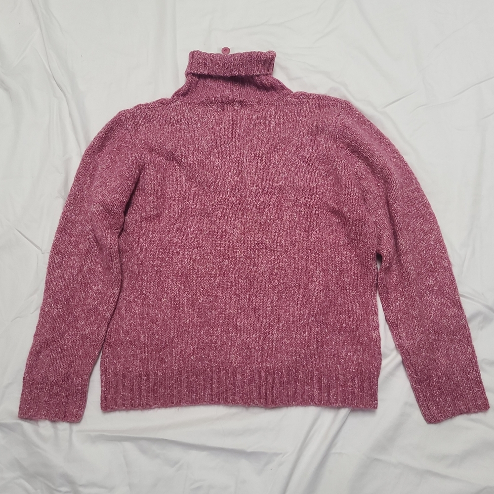 Women's Pink LL Bean Wool Blend Cardigan Turtleneck Sweater, New, Partial Tag - Picture 2 of 8